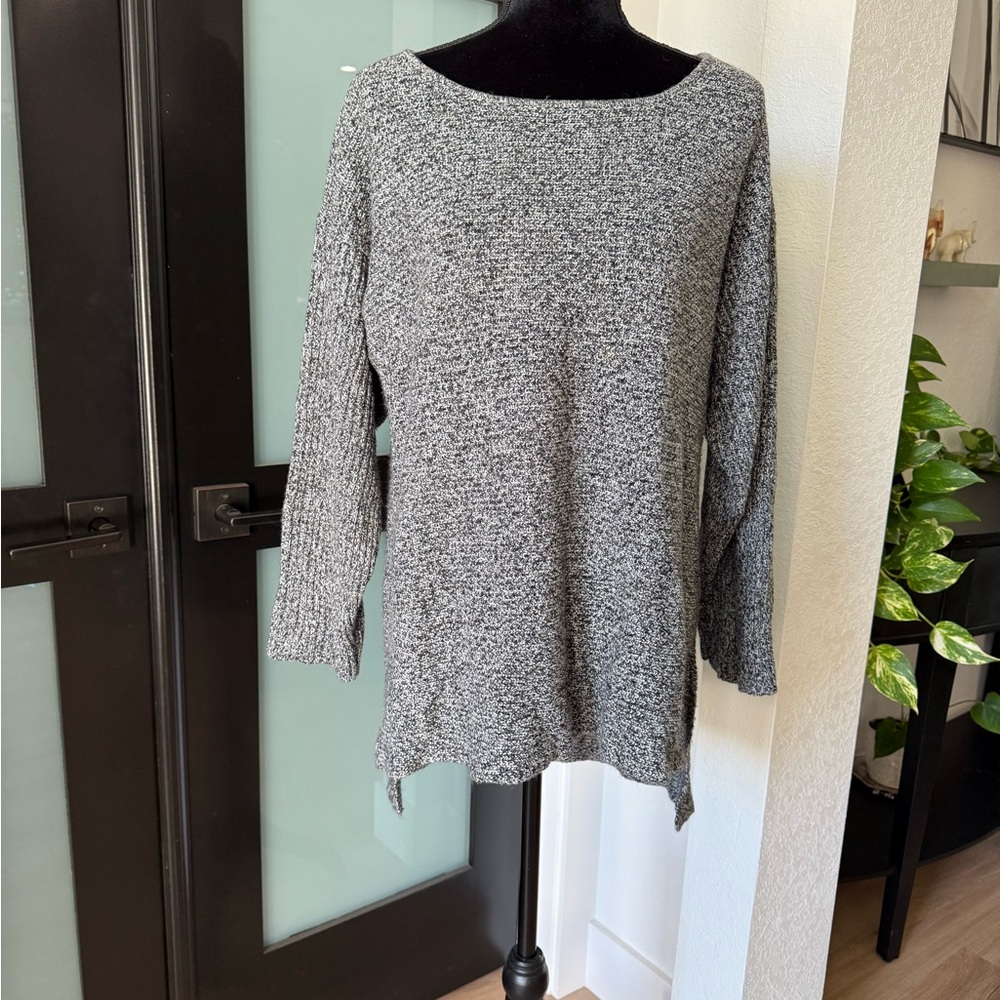 Jones New York Black and White Marled Knit Sweater in XL
